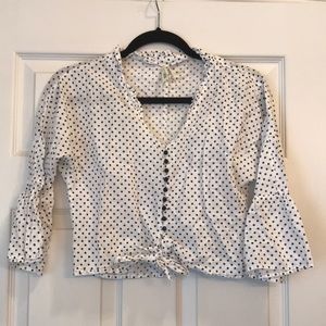 Girl Krazy Waist length polka dot cotton blouse